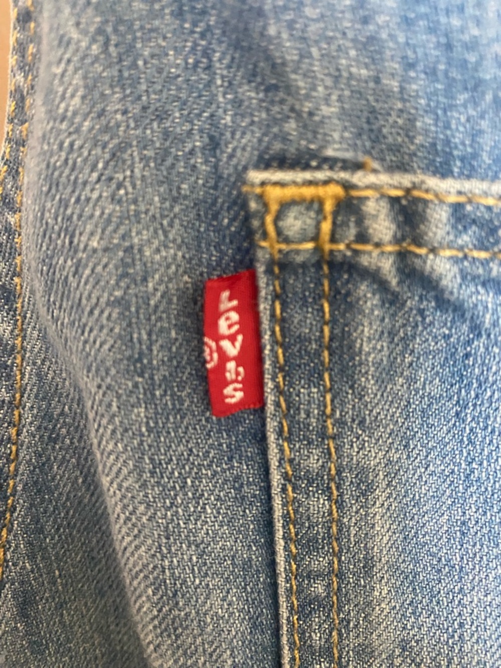 Levi's Light Blue Denim Overalls with Gold Stitching - Picture 3 of 6